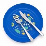 Assiette ronde plate en plastique recyclé personnalisable