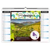 Calendrier mural Small 6 feuillets illustrés personnalisables - Thème vin