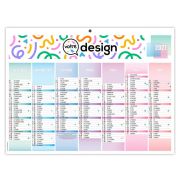 Calendrier 14 mois personnalisable avec dimanches alignés - Couleurs pastel