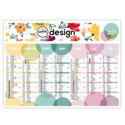 Calendrier 14 mois personnalisable avec dimanches alignés - Couleurs douces