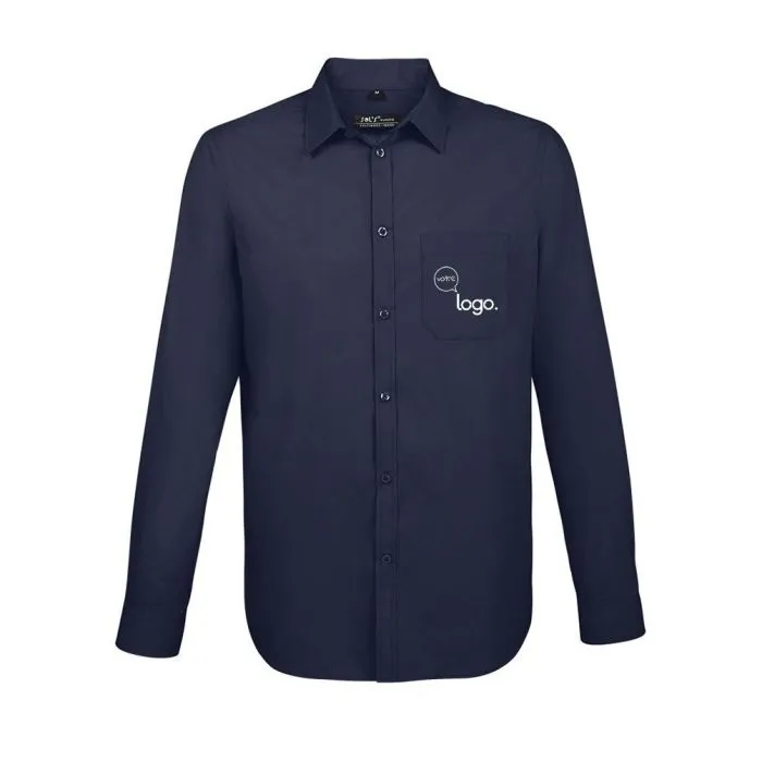 Chemise homme popeline manches longues personnalisée BALTIMORE FIT