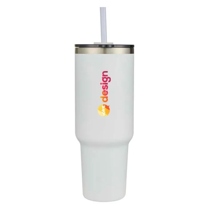 Mug double paroi avec paille personnalisé en inox recyclé 1200ml-Sydney