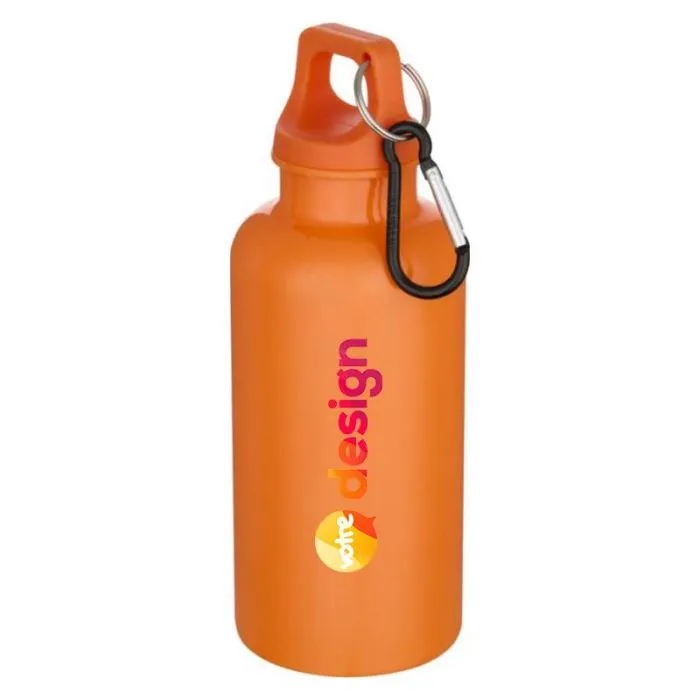 Bouteille d’eau 400 ml en PET recyclé avec mousqueton - OREGON