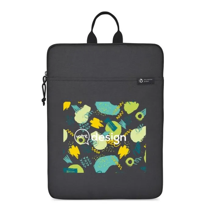 Housse noire ordinateur 16" personnalisable en rPET - AWARE™ Renew