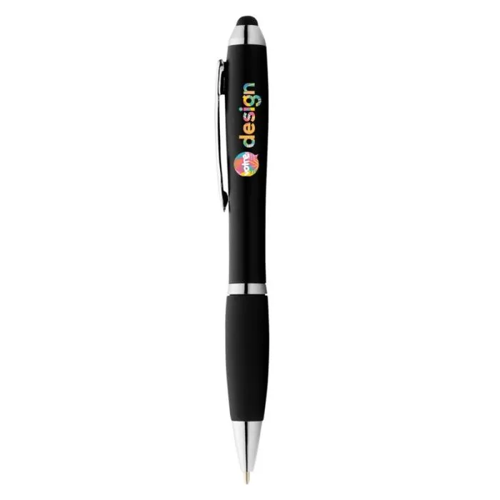 Stylo bille stylet coloré avec grip noir - Nash