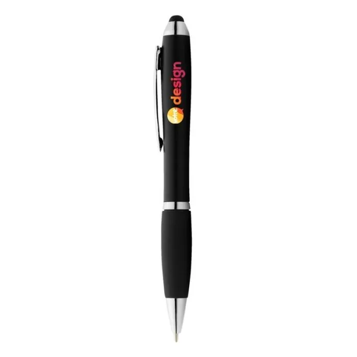 Stylo stylet personnalisé bi colore avec grip noir - Nash