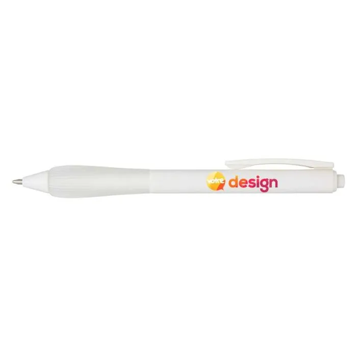 Stylo bille personnalisé encre noire en plastique recyclé avec grip TPR–Lorena