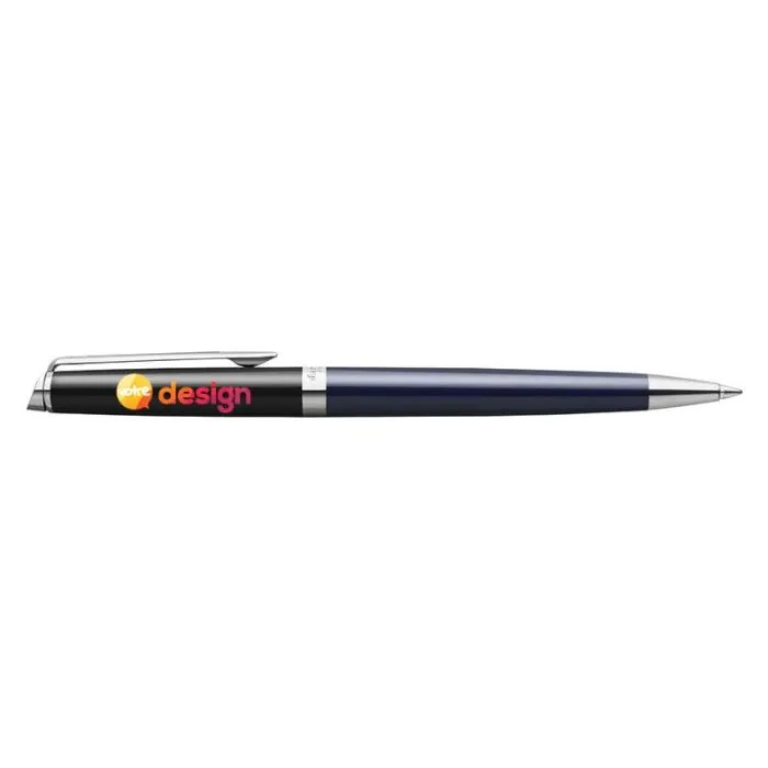 Stylo roller personnalisé encre bleue avec habillage palladium-Waterman Hemisphere