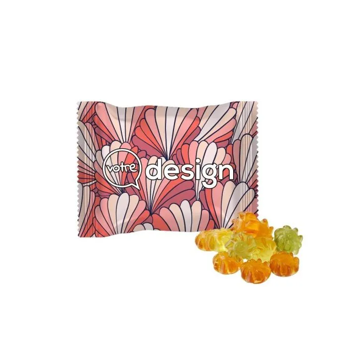 Gommes de fruits bien-être vegan à l’Aloe Vera en sachet personnalisé opaque 10g