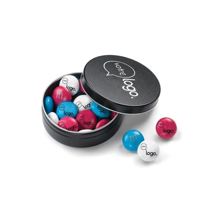 M&M’S® personnalisables jusqu'à 3 coloris en boîte métallique