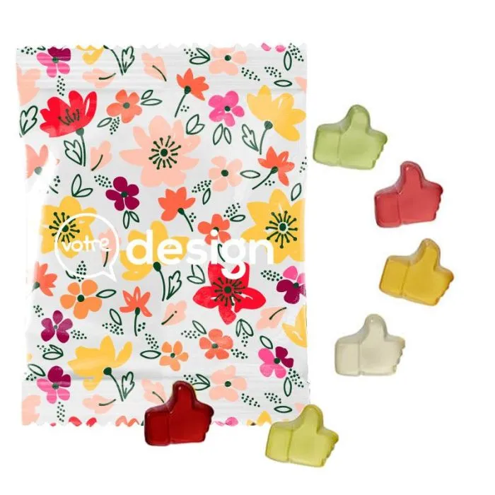 Gommes fruits 10 pourcent jus concentré arômes naturels sachet personnalisé