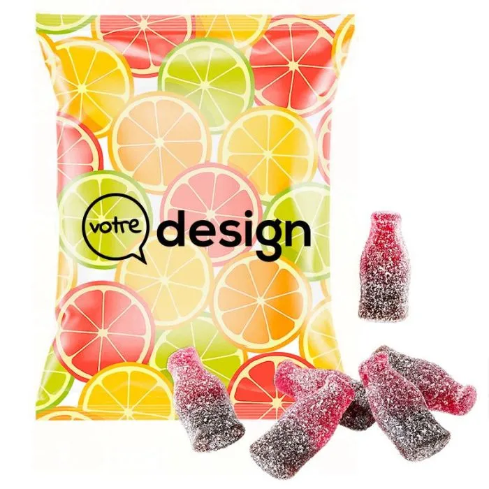 Gommes de fruits acidulées avec sachet personnalisable - 20g