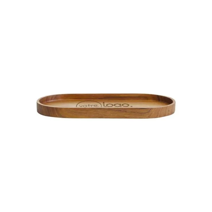 Plateau personnalisé en racine de teck ovale 24 cm