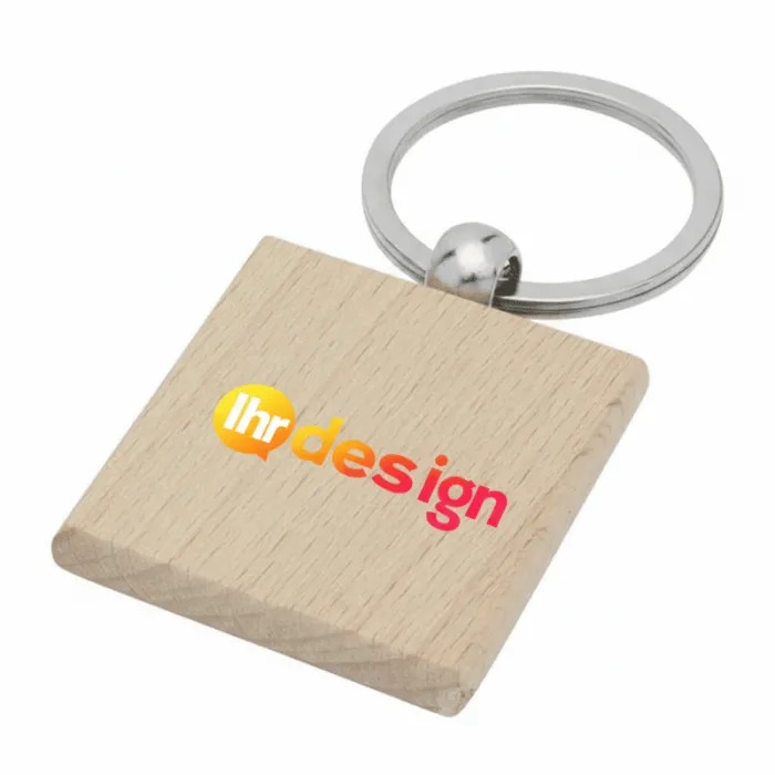 Porte-clés carré personnalisé en bois de hêtre Gioia