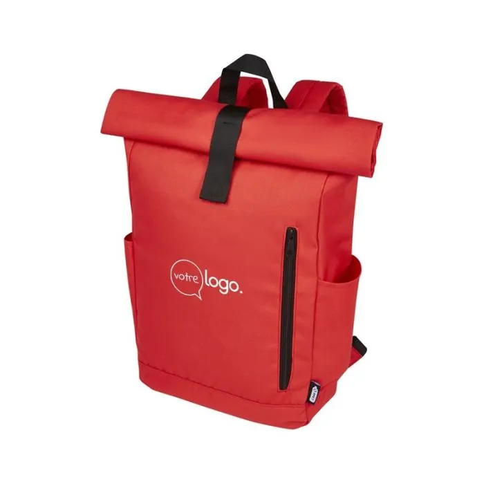 Sac à dos publicitaire de 18 L en RPET GRS 15,6" avec dessus enroulable - Byron