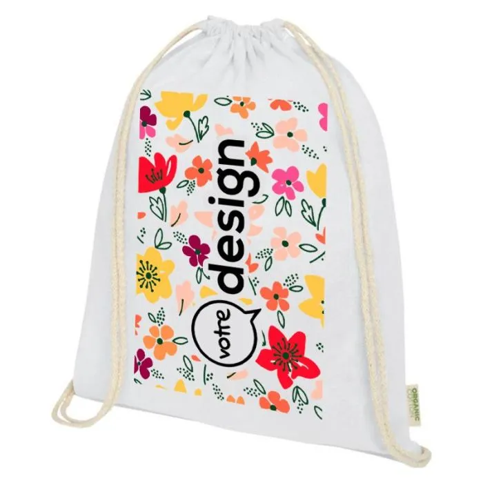 Sac refermable à cordon personnalisable 5 L en coton bio certifié OCS – Odisha