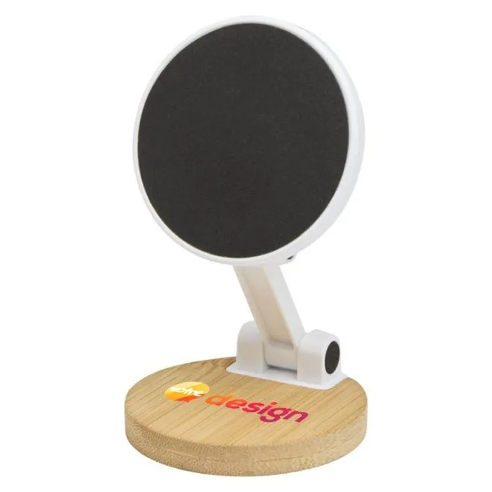 Socle de téléphone personnalisé en plastique recyclé et bambou, pliable et magnétique