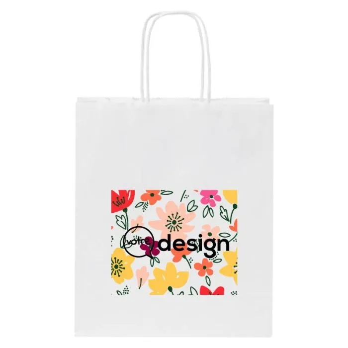 Sac en papier Kraft 80 g/m² personnalisé avec poignées torsadées, petite taille