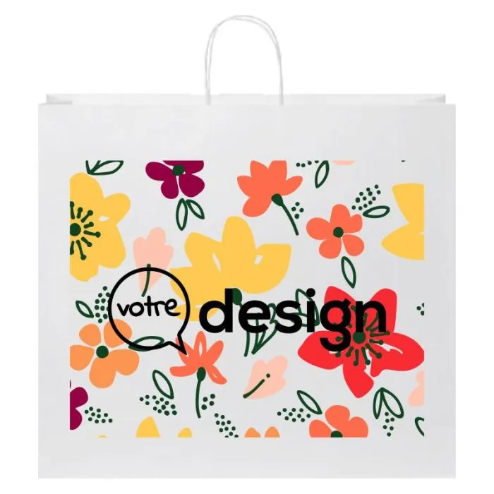 Sac en papier Kraft 90-100 g/m² personnalisé avec poignées torsadées, taille XXL