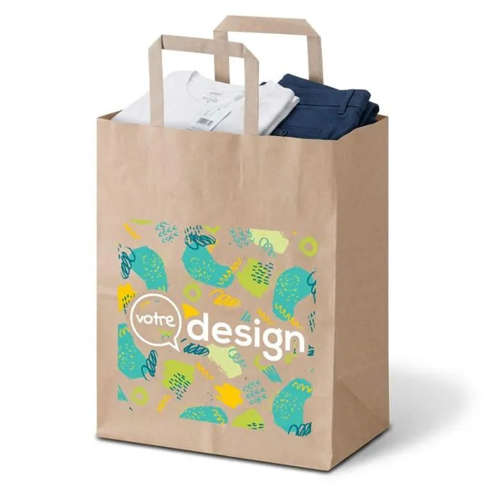 Sac kraft poignées plates personnalisable