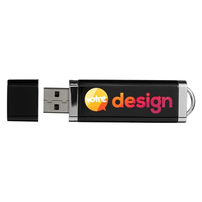 Clé USB Flat personnalisée en plastique avec bords argentés