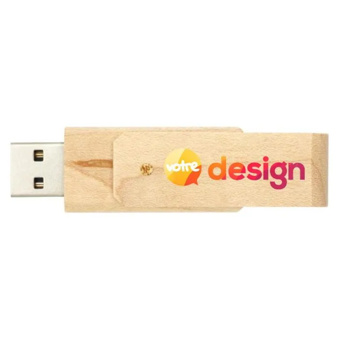 Clé USB 1Go personnalisée en bois-Rotate