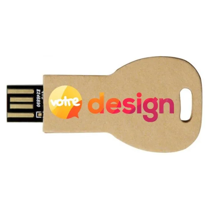 Clé USB 1Go personnalisée en forme de clé 2.0 en papier recyclé