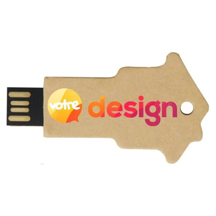 Clé USB personnalisée en papier recyclé 2.0 en forme de maison