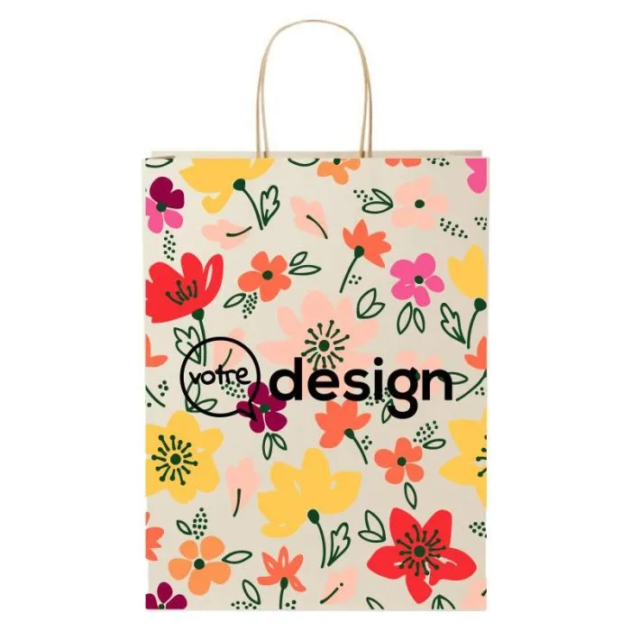 Sac en papier 150 g/m2 avec poignées torsadées publicitaire XXL