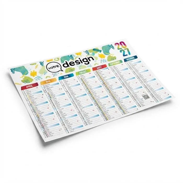 Calendrier bancaire grille scolaire personnalisable taille Mini