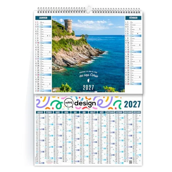 Calendrier Small spirale personnalisable 6 feuillets illustrés - Thème Corse