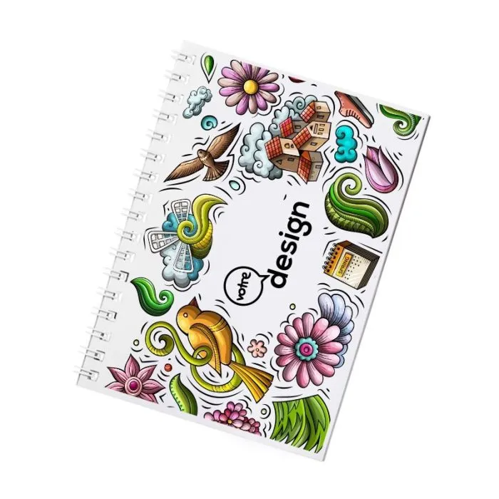 Cahier Desk-Mate® A6 à spirales publicitaire avec couverture polypropylène