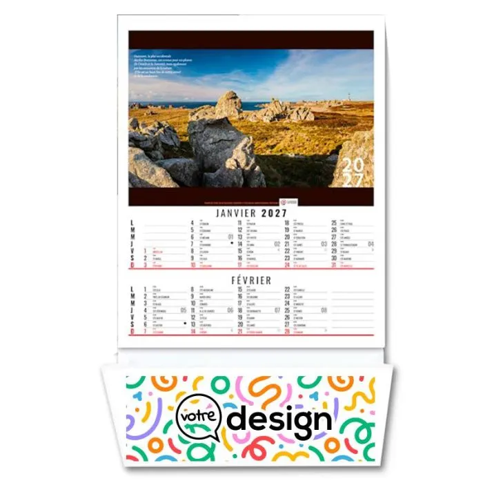 Calendrier personnalisable vide poche 6 feuillets - Thème Bretagne