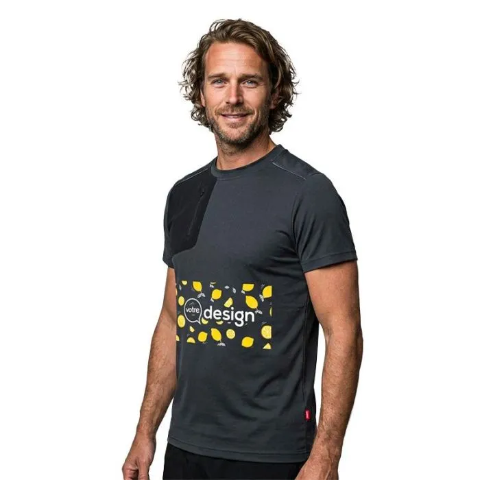 VL RHEA. T-shirt technique gaufré personnalisable, composé à 100 % de polyester recyclé