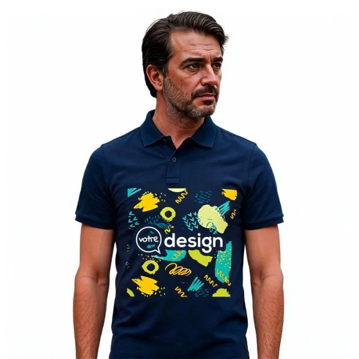 Polo bio recyclé personnalisable certifié OCS Beryl à manches courtes unisexe de 220 g/m²