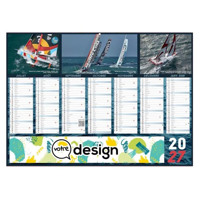 Calendrier bancaire Mini illustré personnalisable - Thème voile