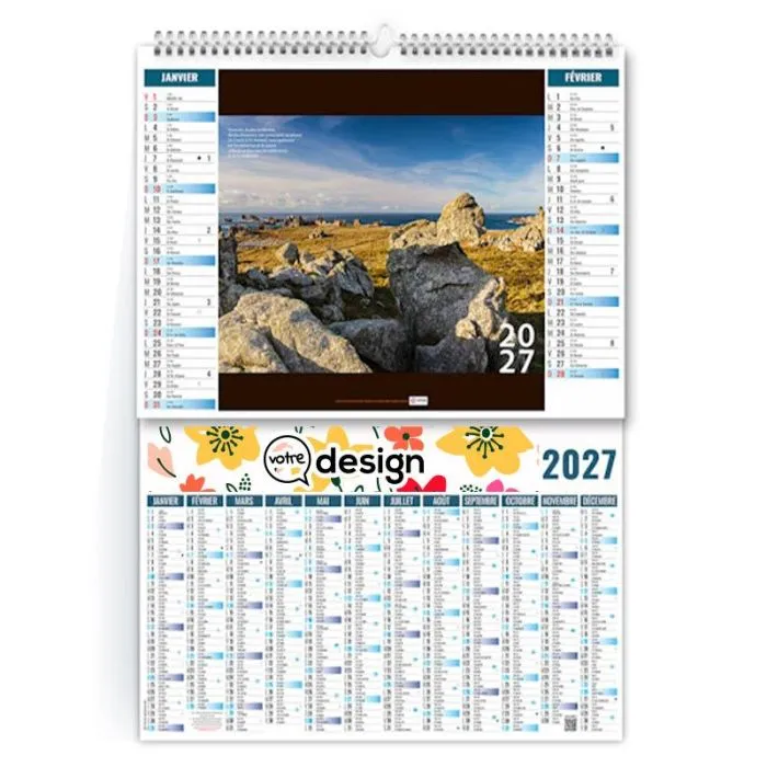 Calendrier 6 feuillets personnalisables - Thème îles bretonnes
