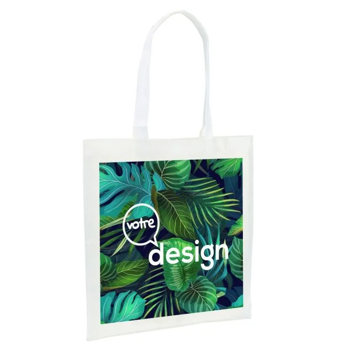 Tote bag personnalisé blanc à longues anses - Mirtal