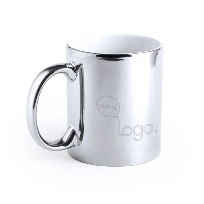 Tasse en céramique dorée ou argentée publicitaire 350ml - Renkur