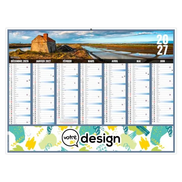 Calendrier bancaire standard personnalisable 14 mois - Pays de la Loire
