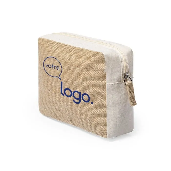 Trousse de toilette en jute laminé et coton naturel publicitaire - Ringok