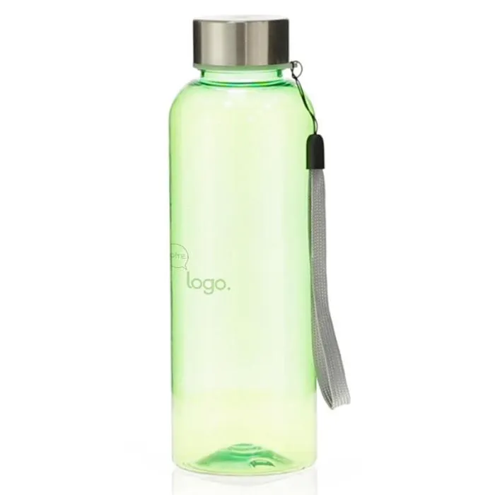 Bidon RPET 600 ml bouchon inox avec cordon personnalisable
