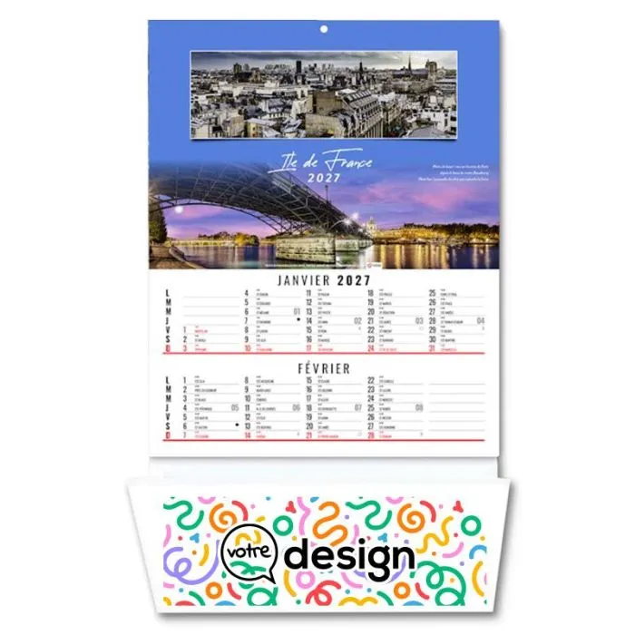 Calendrier personnalisable vide poche 6 feuillets - Thème France