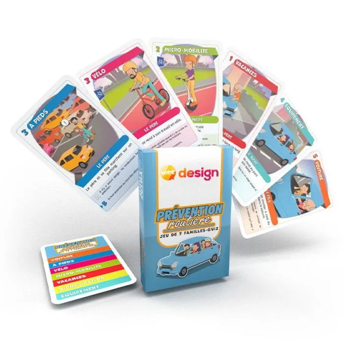 Jeu de 7 familles et quizz avec étui personnalisé - Prévention routière