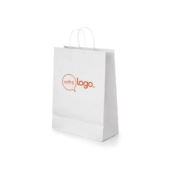 Sac en papier kraft blanc personnalisé GRANT