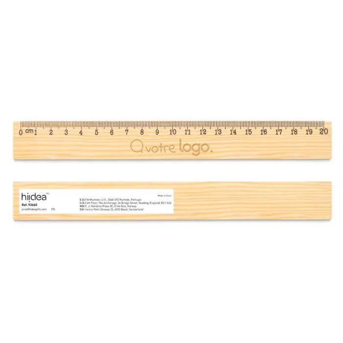 Règle graduée 20 cm personnalisable en bois - WESLEY 20