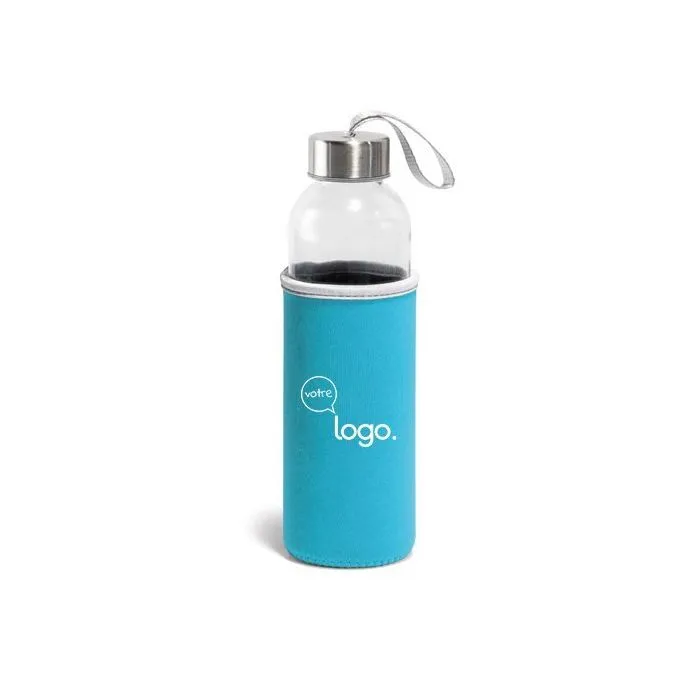 Gourde personnalisée Raise en verre avec housse