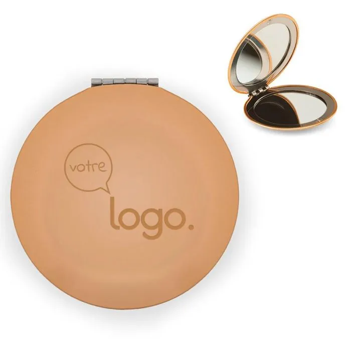 Miroir de poche double face en aluminium personnalisable – KAYLA