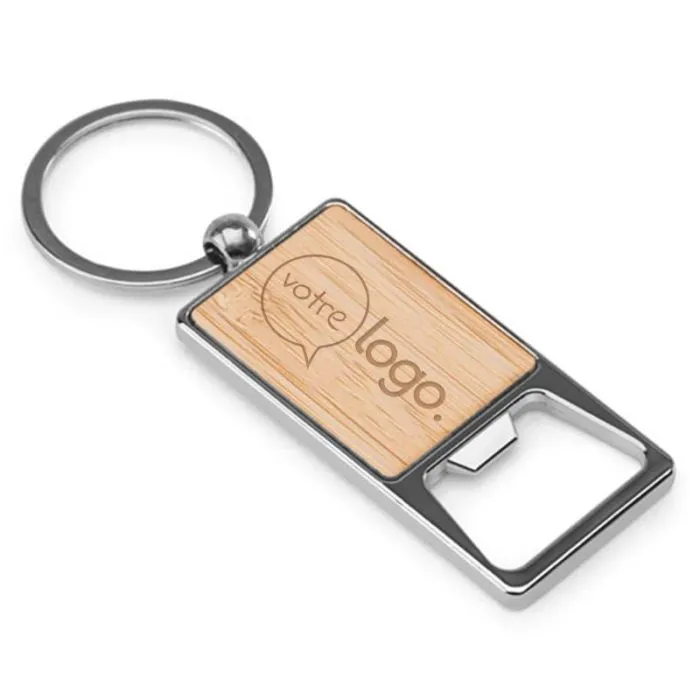 Porte-clés décapsuleur rectangulaire zinc bambou personnalisable – SYLVESTER