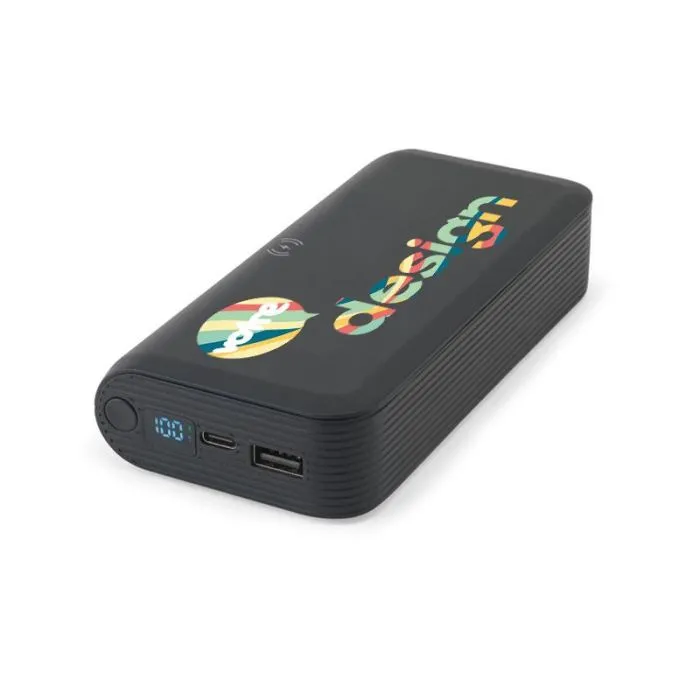 Batterie externe personnalisée 20 000 mAh en ABS recyclé avec charge sans fil